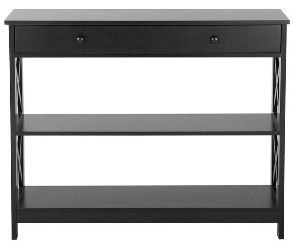 Konzolový stolík čierna MDF 80 x 100 x 30 cm 1 zásuvka 2 police úložný priestor moderný rustikálny štýl obývačka predsieň