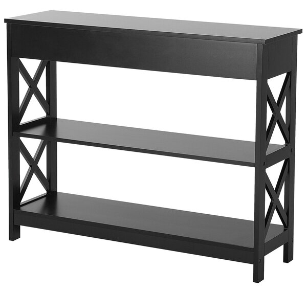 Konzolový stolík čierna MDF 80 x 100 x 30 cm 1 zásuvka 2 police úložný priestor moderný rustikálny štýl obývačka predsieň