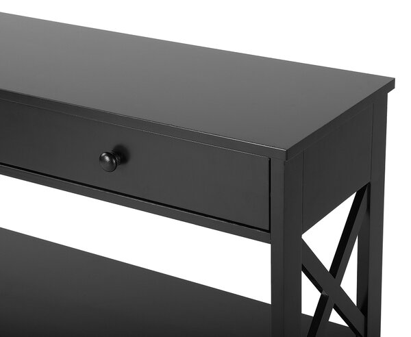 Konzolový stolík čierna MDF 80 x 100 x 30 cm 1 zásuvka 2 police úložný priestor moderný rustikálny štýl obývačka predsieň