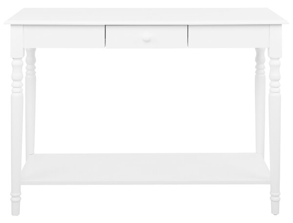 Konzolový stolík biely MDF 40 x 102 cm úložný priestor zásuvka polica vidiecky rustikálny štýl obývačka predsieň