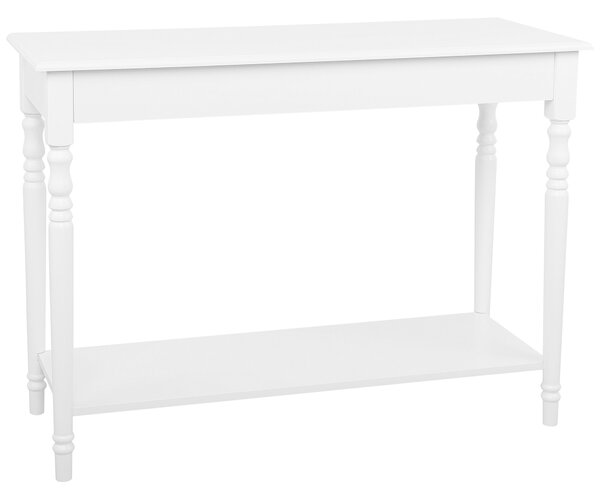 Konzolový stolík biely MDF 40 x 102 cm úložný priestor zásuvka polica vidiecky rustikálny štýl obývačka predsieň