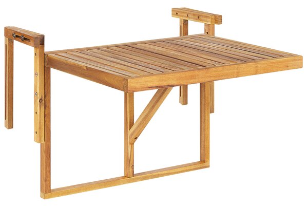 Skladací stolík na balkón svetlý drevený akáciové drevo 60 x 55 cm záhrada terasa