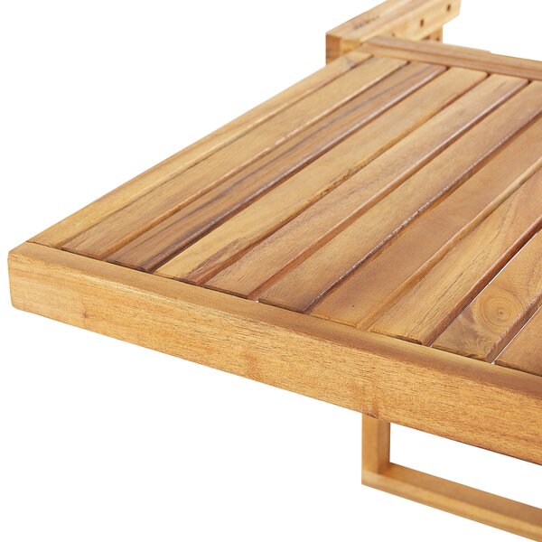 Skladací stolík na balkón svetlý drevený akáciové drevo 60 x 55 cm záhrada terasa