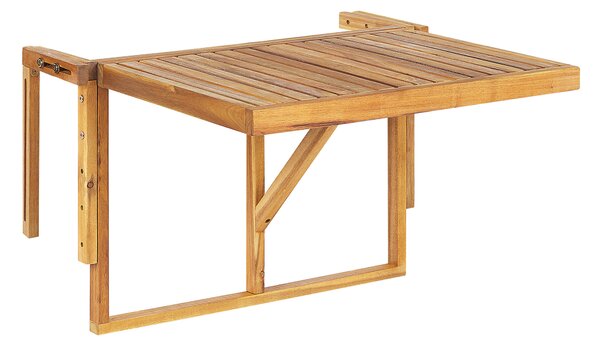 Skladací stolík na balkón svetlý drevený akáciové drevo 60 x 55 cm záhrada terasa