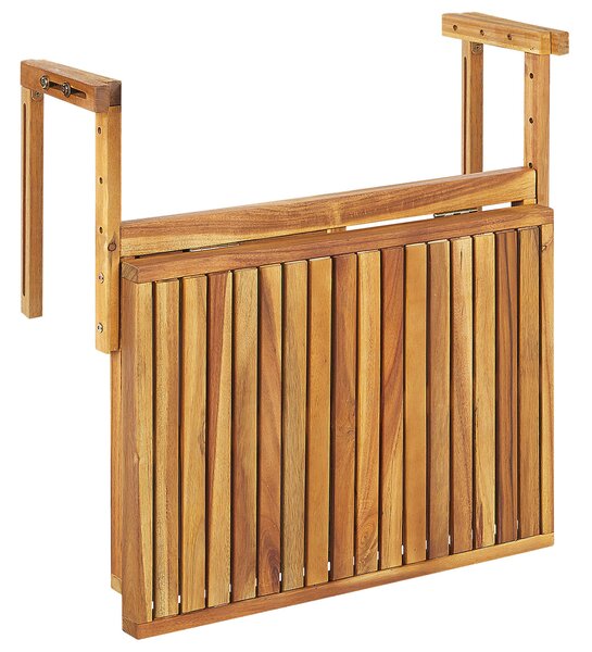 Skladací stolík na balkón svetlý drevený akáciové drevo 60 x 55 cm záhrada terasa