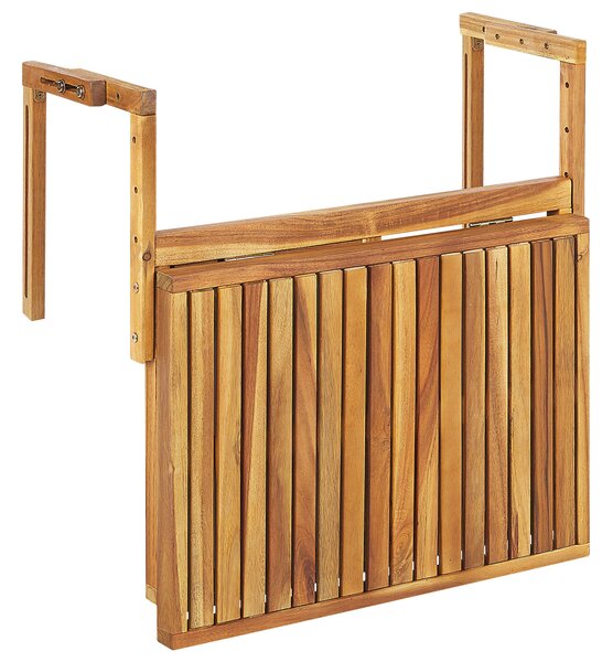 Skladací stolík na balkón svetlý drevený akáciové drevo 60 x 55 cm záhrada terasa