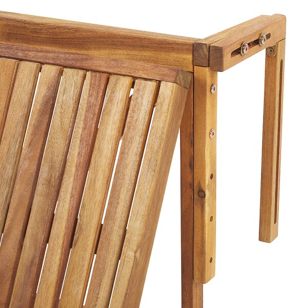 Skladací stolík na balkón svetlý drevený akáciové drevo 60 x 55 cm záhrada terasa