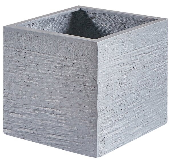 Kvetináč biely zmes hliny a vlákien 30 x 30 x 28 cm štvorcový tvar odolný voči UV žiareniu moderný štýl interiér exteriér záhrada