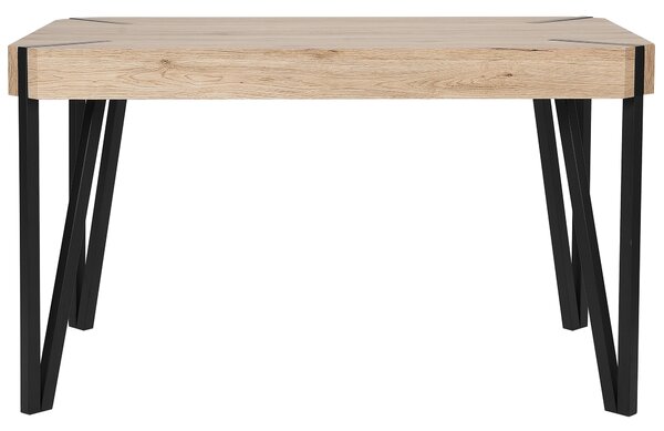 Jedálenský stôl svetlá doska z MDF čierne kovové nohy 130 x 80 cm pre 6 osôb obdĺžnikový industriálny dizajn