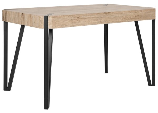 Jedálenský stôl svetlá doska z MDF čierne kovové nohy 130 x 80 cm pre 6 osôb obdĺžnikový industriálny dizajn
