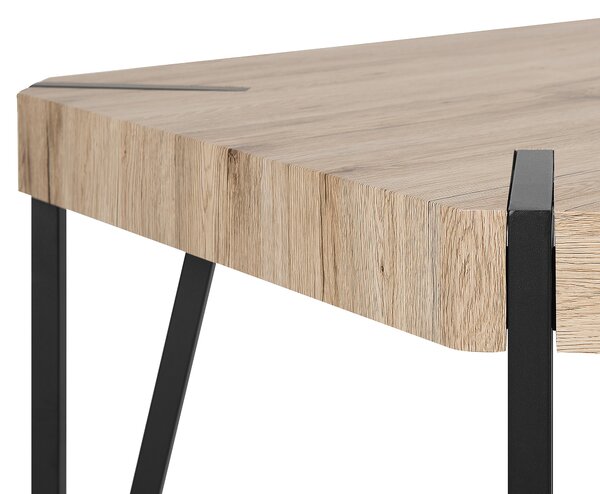 Jedálenský stôl svetlá doska z MDF čierne kovové nohy 130 x 80 cm pre 6 osôb obdĺžnikový industriálny dizajn