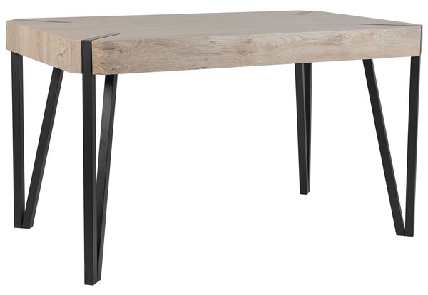 Jedálenský stôl svetlá doska z MDF čierne kovové nohy 130 x 80 cm pre 6 osôb obdĺžnikový industriálny dizajn