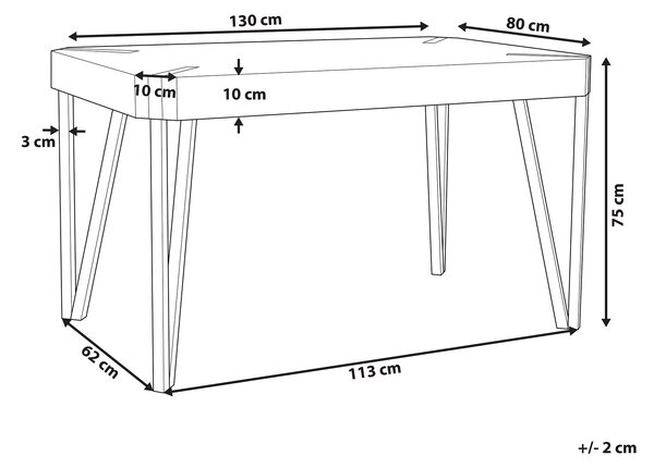 Jedálenský stôl svetlá doska z MDF čierne kovové nohy 130 x 80 cm pre 6 osôb obdĺžnikový industriálny dizajn