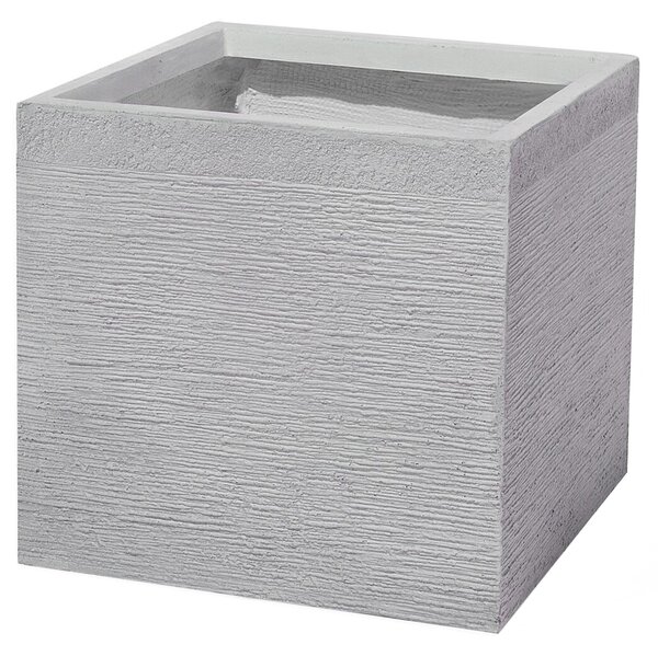 Kvetináč sivý zmes hliny a vlákien 40 x 40 x 38 cm štvorcový tvar odolný voči UV žiareniu moderný štýl interiér exteriér záhrada