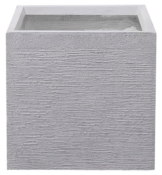 Kvetináč sivý zmes hliny a vlákien 40 x 40 x 38 cm štvorcový tvar odolný voči UV žiareniu moderný štýl interiér exteriér záhrada