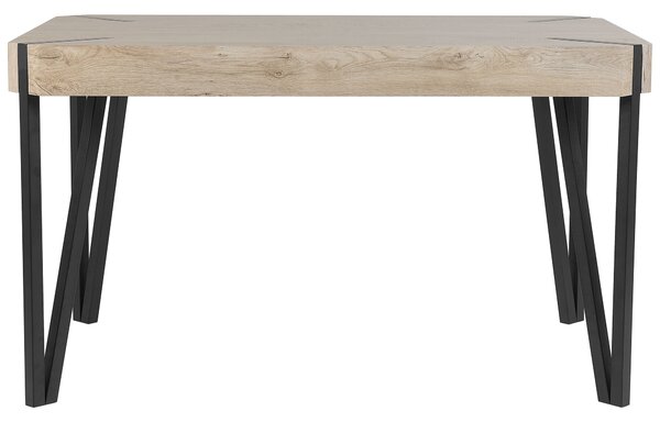 Jedálenský stôl svetlá doska z MDF čierne kovové nohy 130 x 80 cm pre 6 osôb obdĺžnikový industriálny dizajn