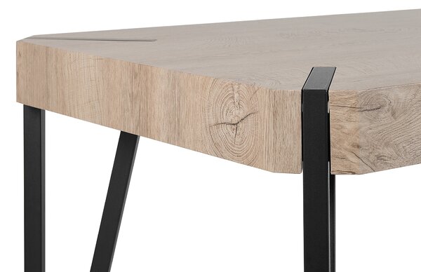 Jedálenský stôl svetlá doska z MDF čierne kovové nohy 130 x 80 cm pre 6 osôb obdĺžnikový industriálny dizajn