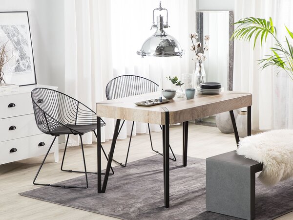 Jedálenský stôl svetlá doska z MDF čierne kovové nohy 130 x 80 cm pre 6 osôb obdĺžnikový industriálny dizajn