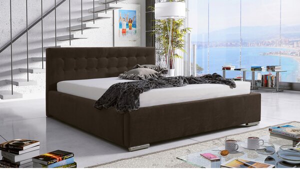Posteľ PIPER 01 STANDARD 180x200 cm - strieborné nohy Modrá