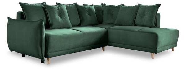 Zelená menčestrová rozkladacia rohová pohovka (pravý roh) Lazy Lukka – Miuform