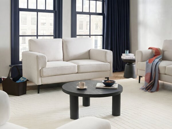 2-miestna pohovka svetlobéžové látkové čalúnenie železné nohy minimalistický štýl mid century modern