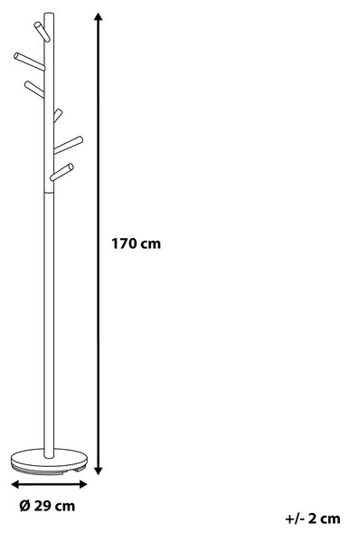 Stojanový vešiak na kabáty svetlé drevo s bielou 170 cm stojan na oblečenie do predsiene