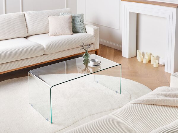 Konferenčný stolík z priehľadného skla 100 x 50 cm minimalistický obdĺžnikový moderný