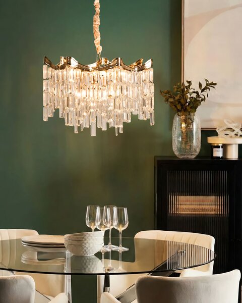 Luster zlatý železo akrylové umelé kryštály vrstvený dizajn elegantný glamour štýl