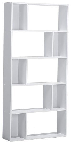 Regál s policami biely MDF 174 x 83 cm veľké a malé police knižnica úložný priestor moderný škandinávsky štýl obývačka