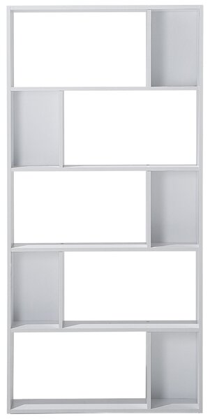 Regál s policami biely MDF 174 x 83 cm veľké a malé police knižnica úložný priestor moderný škandinávsky štýl obývačka