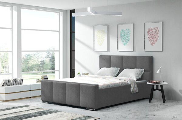 Posteľ OLIVIA 13 STANDARD 140x200 cm - strieborné nohy Grafitová