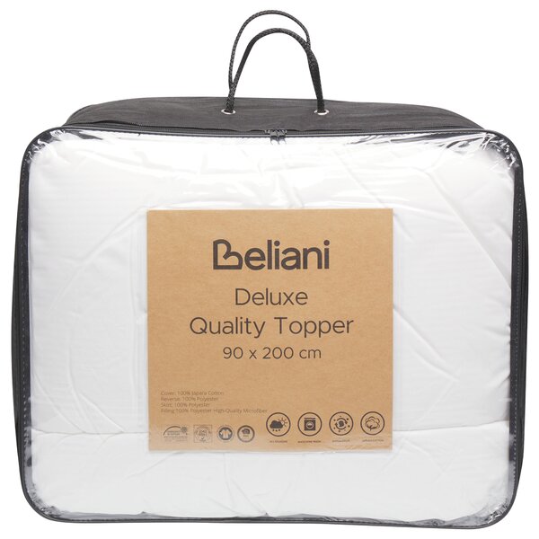 Vrchný poťah na matrac biela bavlna Japara 90 x 200 cm výška 4 cm doplnky spálňa