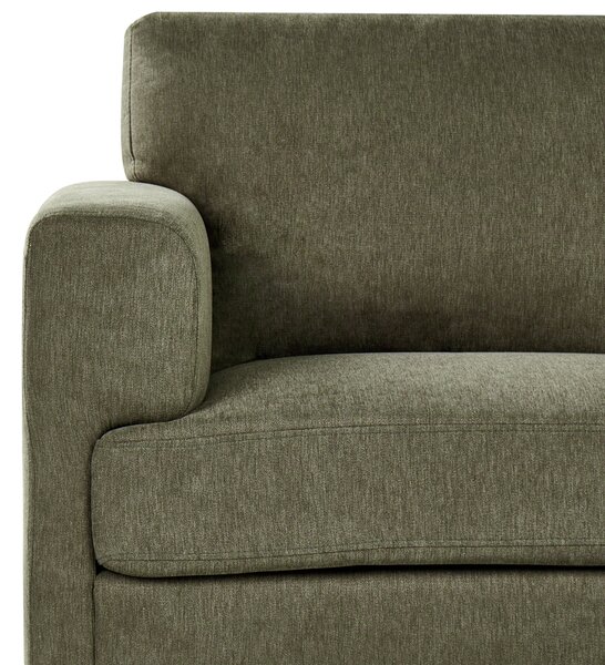 2-miestna pohovka zelené látkové čalúnenie železné nohy minimalistický štýl mid century modern