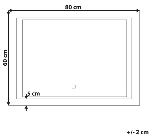 Nástenné zrkadlo strieborná syntetika sklo 60 x 80 cm obdĺžnikový tvar s LED osvetlením dotykový spínač moderný štýl kúpeľňa