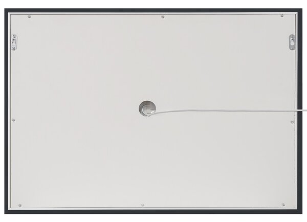 Nástenné zrkadlo strieborná syntetika sklo 60 x 80 cm obdĺžnikový tvar s LED osvetlením dotykový spínač moderný štýl kúpeľňa