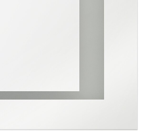 Nástenné zrkadlo strieborná syntetika sklo 60 x 80 cm obdĺžnikový tvar s LED osvetlením dotykový spínač moderný štýl kúpeľňa