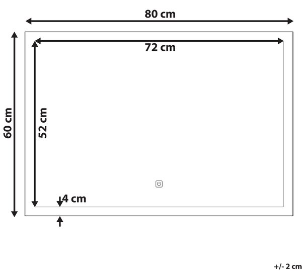 Nástenné zrkadlo strieborná syntetika sklo 80 x 60 cm obdĺžnikový tvar s LED osvetlením moderný štýl kúpeľňa