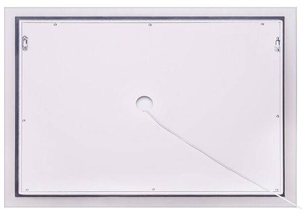 Nástenné zrkadlo strieborná syntetika sklo 80 x 60 cm obdĺžnikový tvar s LED osvetlením moderný štýl kúpeľňa