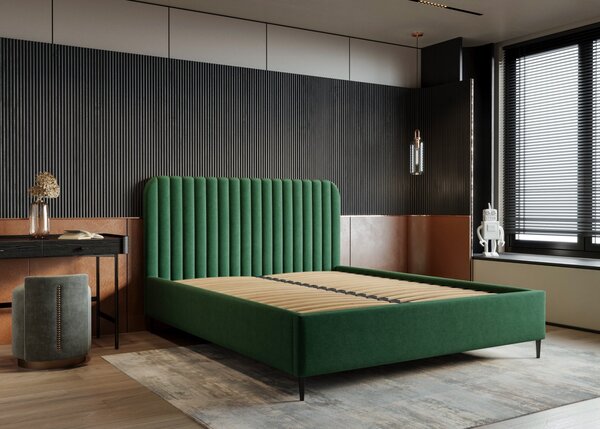 ČALÚNENÁ POSTEĽ ZOE 140 x 200 RIVIERA 38 SMARAGDOVOZELENÁ ZAMATOVÁ LÁTKA