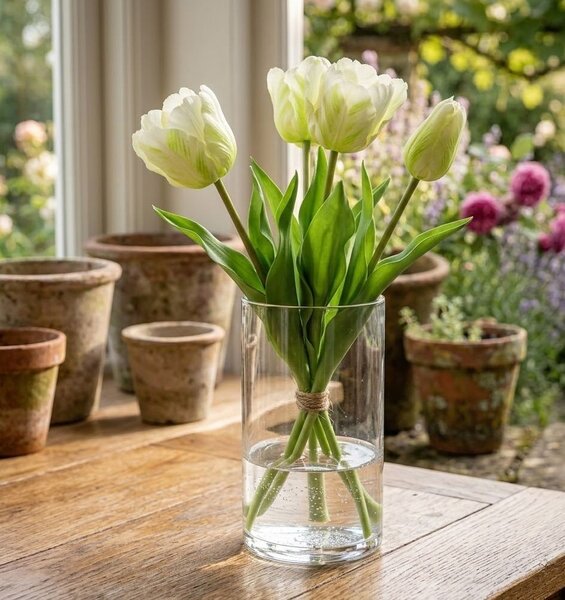 Kytice 3ks bílých realistických tulipánů Tulips - 45 cm - daan kromhout