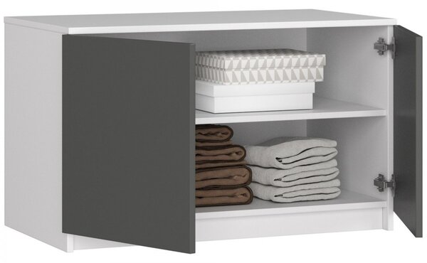 Ak furniture Nástavec na skriňu Star 90 cm biely/šedý grafit mat