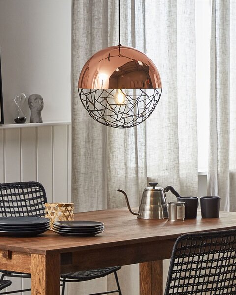 Závesná lampa medená čierna oceľ geometrický okrúhly tvar tienidlo na 1 žiarovku moderný štýl obývačka jedáleň