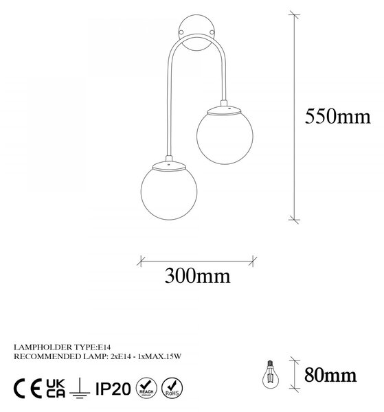 Opviq Nástenná lampa Jevel I zlatá/biela