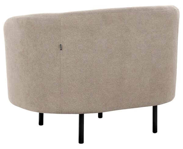 Sedacia súprava sivobéžová polyester látkové čalúnenie čierne kovové nohy zaoblený tvar 2 pohovky kreslo moderný art deco štýl obývačka