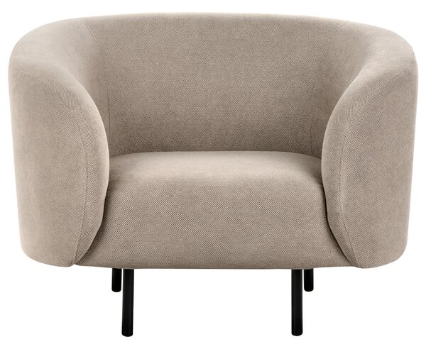 Sedacia súprava sivobéžová polyester látkové čalúnenie čierne kovové nohy zaoblený tvar 2 pohovky kreslo moderný art deco štýl obývačka