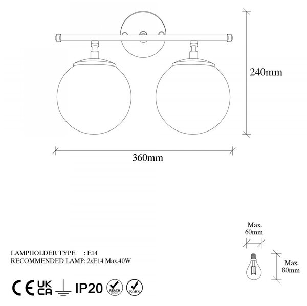 Opviq Nástenná lampa Roe I zlatá/ číra