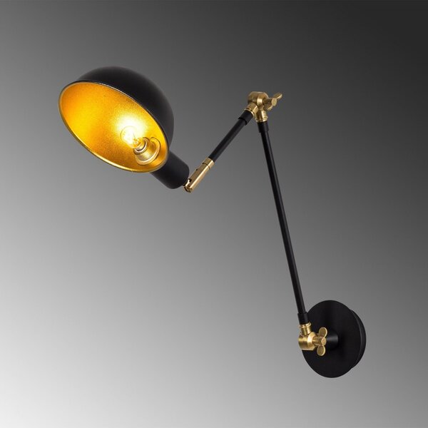 Opviq Nástenná lampa Sivani čierna/zlatá