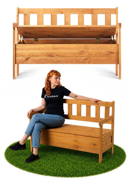 KADAX drevená záhradná lavica s operadlom 120 cm s boxom, terasa, balkón, záhrada