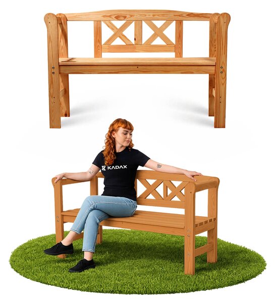 Záhradná lavica KADAX, 120x47x81,5 cm, truhlica z drevovláknitej dosky (119cm/hnedá/X)
