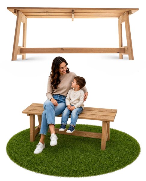 KADAX drevená parková lavička bez operadla 119 cm, masívna lavička na terasu